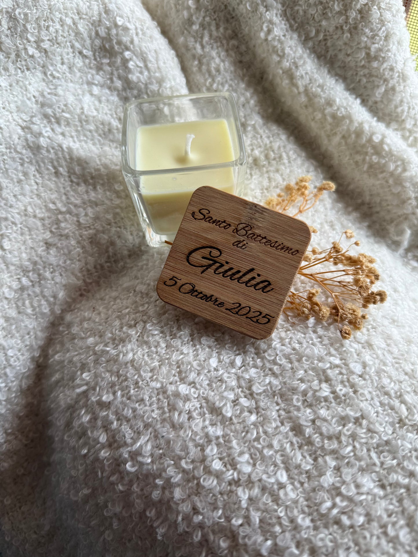 CANDELA IN LEGNO INCISO PERSONALIZZATA