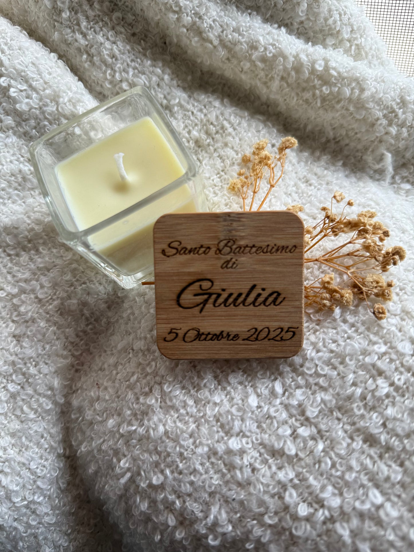 CANDELA IN LEGNO INCISO PERSONALIZZATA